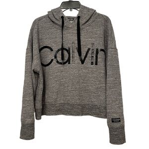 Calvin Klein Performance Logo Hoodie Sweatshirt Womens Size XL Oversized Gray